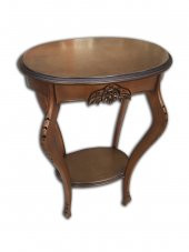 Fiskos Çiçeklik 12568 Oyma OVAL Model  Kayın Ayak Parlak Ceviz MDF tabla El Yapım - 1
