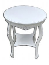 Fiskos 12461 Model Parlak Ahşap Kayın el Oyma ayak Parlak Beyaz MDF tabla El Yapı thumbnail 2