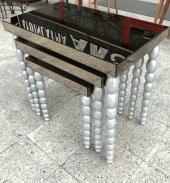 Zigon Sehpa 12459 Elma Model Beyaz Parlak Ayna Kaplama Tabla Ahşap Kayın El Yapım - 2