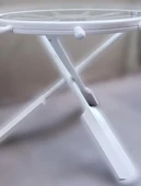 Orta sehpa 12455 Dümen Model Kayın Çapraz X Ayak Parlak Beyaz Lake Boya El Yapım thumbnail 1