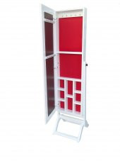 Ayna 12608 boy Takı dolap model Dikdörtgen MDF İskelet Parlak Beyaz Lake El Yapım - 2