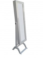 Ayna 12608 boy Takı dolap model Dikdörtgen MDF İskelet Parlak Beyaz Lake El Yapım - 1