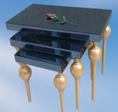 Zigon ILGZ 12620 TOMBUL Model Kayın ayak  MDF tabla gold Çizgi  Füme cam Kaplama thumbnail 1