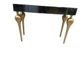 Dresuar 12388 TOMBUL ayak Model Kayın MDF tabl Parlak gold Ayak Füme cam Kaplama - 2
