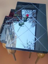 Zigon ILGZ 12620 TOMBUL Model Kayın ayak  MDF tabla gold Çizgi  Füme cam Kaplama thumbnail 5