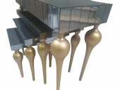 Dresuar-Zigon 12387 TOMBUL ayak Model Kayın MDF tabla gold Boya Füme cam Kaplam - 7