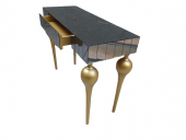 Dresuar 12388 TOMBUL ayak Model Kayın MDF tabl Parlak gold Ayak Füme cam Kaplama - 7
