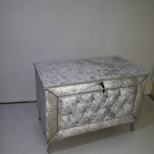 Çeyiz 12348 SANDIK Kapiton Büyük Model PEMBE Kadife Kumaş İçi siyah Tela El yapım - 1