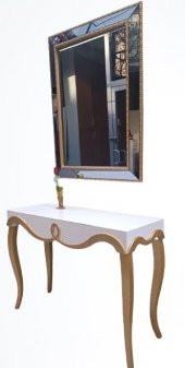 Dresuar 90012 CNC Kabartma Hayal Ayna Gold beyaz Uyum Ahşp MDF Kayın Ayk El yapım - 2