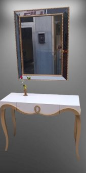 Dresuar 90012 CNC Kabartma Hayal Ayna Gold beyaz Uyum Ahşp MDF Kayın Ayk El yapım - 3