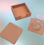 Hobi 90024 Dekoratif Model Tabak Altı Seti Kare Ahşap HAM MDF El Yapımı - 3