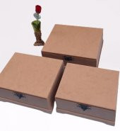 Hobi 90023 Dekoratif Model 3lü Makyaj Kutu Set Ahşap HAM MDF El Yapımı - 8