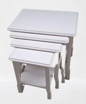 Zigon ILGZ 90014 Sehpa Kayın Ahşap Klasik Model Parlak Beyaz Lake Renk El Yapım thumbnail 1