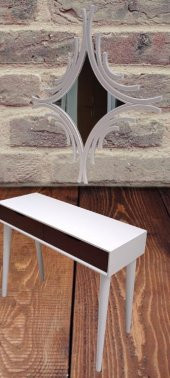 Dresuar 90016 MODEL Ahşap Kayın Retro Ayak Çift Çekm CNC Ayna Beyaz Cevz El Yapım - 4