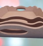 Hobi 90030 Dekoratif Model Üçlü Tepsi Seti Dalgalı Kenar Ahşap HAM MDF El Yapımı - 5