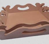 Hobi 90029 ekoratif Model Öymalı Dalga Tepsi Takımı Ahşap HAM MDF El Yapımı - 5