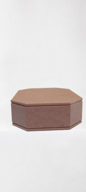 Hobi 90039 Dekoratif Takı Kutu Çokgen Model Klips Bölme HAM Ahşap MDF El Yapımı - 1