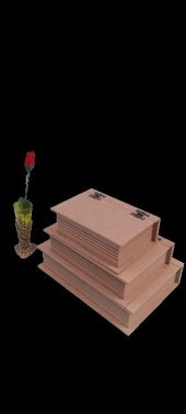 Hobi 90033 Dekoratif Model Üçlü Takı Kutusu Ahşap HAM MDF El Yapımı - 9