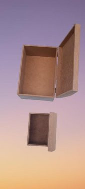 Hobi 90042 Dekoratif Sandık Seti Model Mini İkili HAM Ahşap MDF El Yapımı - 1