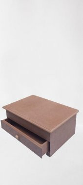 Hobi 90040 Dekoratif Takı Makyaj Kutu Model Çekm Bölmeli HAM Ahşap MDF El Yapımı - 1