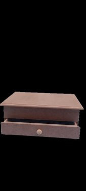 Hobi 90040 Dekoratif Takı Makyaj Kutu Model Çekm Bölmeli HAM Ahşap MDF El Yapımı - 2