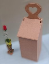 Hobi 90045 Dekoratif Model Poşet Kutusu Ahşap MDF HAM  kalpli El Yapımı - 5