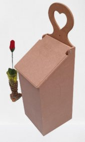 Hobi 90045 Dekoratif Model Poşet Kutusu Ahşap MDF HAM  kalpli El Yapımı - 6