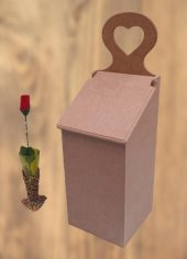 Hobi 90045 Dekoratif Model Poşet Kutusu Ahşap MDF HAM  kalpli El Yapımı - 9