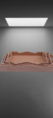 Hobi 90035 Dekoratif tepsi Seti Üçlü Model HAM Ahşap MDF El yapımı - 4