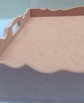 Hobi 90049 Dekoratif Tepsi Ayaklı Dikdörtgen HAM Ahşap MDF Model El Yapımı - 1