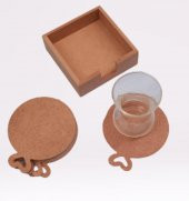 Hobi 90053 Dekoratif Yuvarlak 90053 Kalpli Ahşap MDF Çay Tabak Altı Set El Yapım - 2