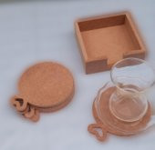 Hobi 90053 Dekoratif Yuvarlak 90053 Kalpli Ahşap MDF Çay Tabak Altı Set El Yapım - 3