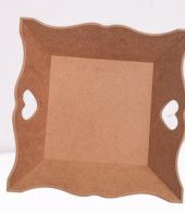 Hobi Dekoratif 90057 Model Ekmek Tepsi Dalgalı Kenar Kalpli Ahşap MDF El Yapımı - 1