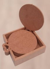 Hobi 90053 Dekoratif Yuvarlak 90053 Kalpli Ahşap MDF Çay Tabak Altı Set El Yapım - 5