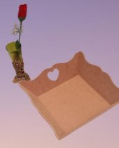 Hobi Dekoratif 90057 Model Ekmek Tepsi Dalgalı Kenar Kalpli Ahşap MDF El Yapımı - 4