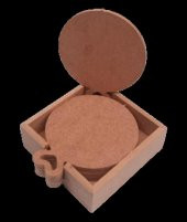 Hobi 90053 Dekoratif Yuvarlak 90053 Kalpli Ahşap MDF Çay Tabak Altı Set El Yapım - 7