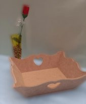 Hobi Dekoratif 90057 Model Ekmek Tepsi Dalgalı Kenar Kalpli Ahşap MDF El Yapımı - 6