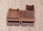 Hobi 90066 Dekoratif Kalemlik Set İkili Model HAM MDF Ahşap Çekmece El yapımı - 2