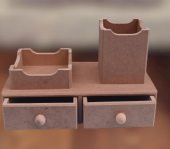 Hobi 90066 Dekoratif Kalemlik Set İkili Model HAM MDF Ahşap Çekmece El yapımı - 3