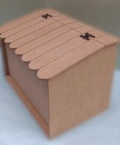 Hobi 90067 Dekoratif Ekmeklik Ev Şekli Ahşap MDF HAM El Yapımı - 2