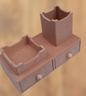 Hobi 90066 Dekoratif Kalemlik Set İkili Model HAM MDF Ahşap Çekmece El yapımı - 5
