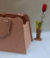 Hobi 90069 Dekoratif Bayan Çantası Ahşap MDF HAM El Yapımı - 5