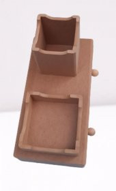 Hobi 90066 Dekoratif Kalemlik Set İkili Model HAM MDF Ahşap Çekmece El yapımı - 6