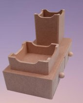 Hobi 90066 Dekoratif Kalemlik Set İkili Model HAM MDF Ahşap Çekmece El yapımı - 7