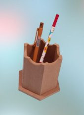 Hobi 90063 Dekoratif kalemlik ahşap Altıgen HAM MDF  El Yapım - 5