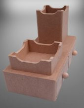 Hobi 90066 Dekoratif Kalemlik Set İkili Model HAM MDF Ahşap Çekmece El yapımı - 8