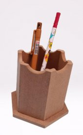 Hobi 90063 Dekoratif kalemlik ahşap Altıgen HAM MDF  El Yapım - 6