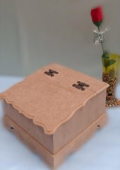 Hobi 90068 Dekoratif Çay Kutusu Ahşap MDF HAM cnc itinalı paket kargo El Yapım - 8