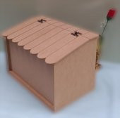 Hobi 90067 Dekoratif Ekmeklik Ev Şekli Ahşap MDF HAM El Yapımı - 9