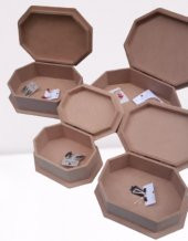 Hobi 90074 Dekoratif Model Makyaj Kutu Set Dörtlü HAM Ahşap MDF El Yapım - 3